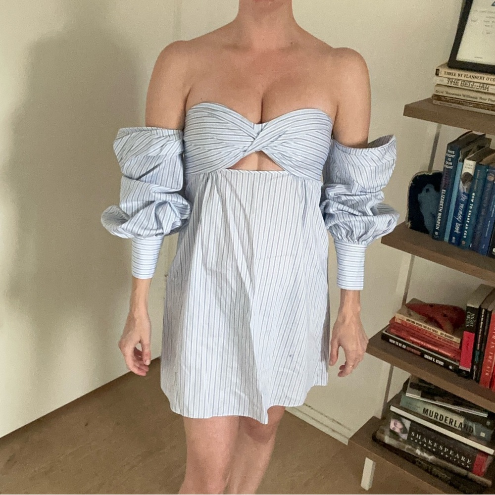 Petersyn Light Blue Strapless Dress XS
